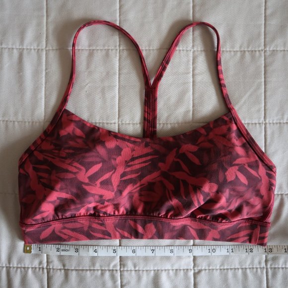 Red Leaf Pattern Lululemon Flow Y Sports Bra - Picture 3 of 4